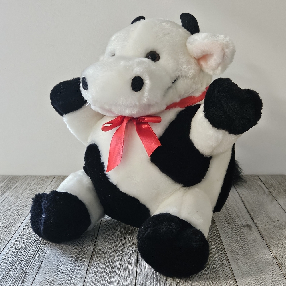 Cliff 10" Plush Cow by Russ Berrie & Co. Black & White Cow Plushie Stuffed Anima
